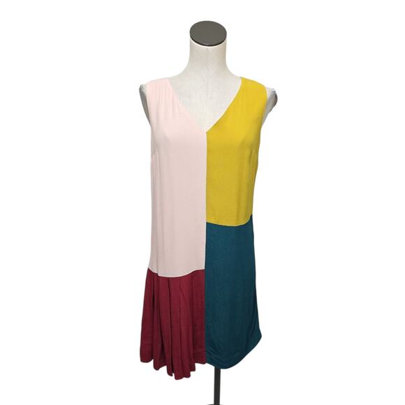 Anthropologie HD In Paris Jules Shift Dress Turquoise Colorblock Women's‎ Size 4 - Picture 1 of 10
